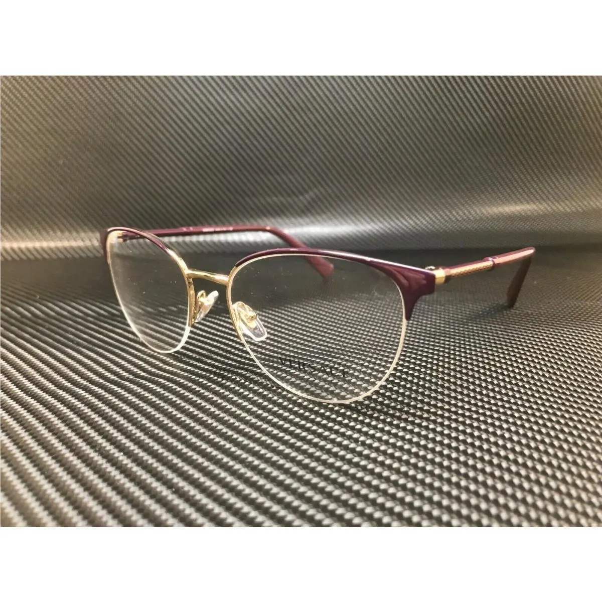 Versace VE1247 1418 Eggplant Gold Demo Lens Women Eyeglasses 52-17