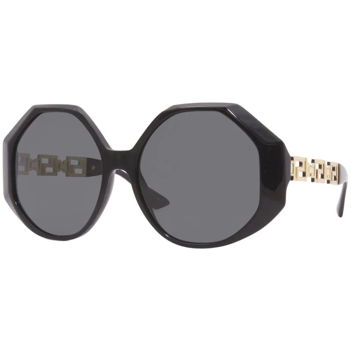 Versace 4395 5345/87 Sunglasses Black/dark Grey W/detachable Gold Medusa Cha - Frame: Black, Lens: Gray