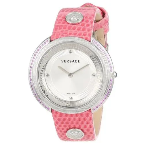 Versace Women`s VA7070013 Thea Round Stainless Steel Silver Dial Diamond Watch
