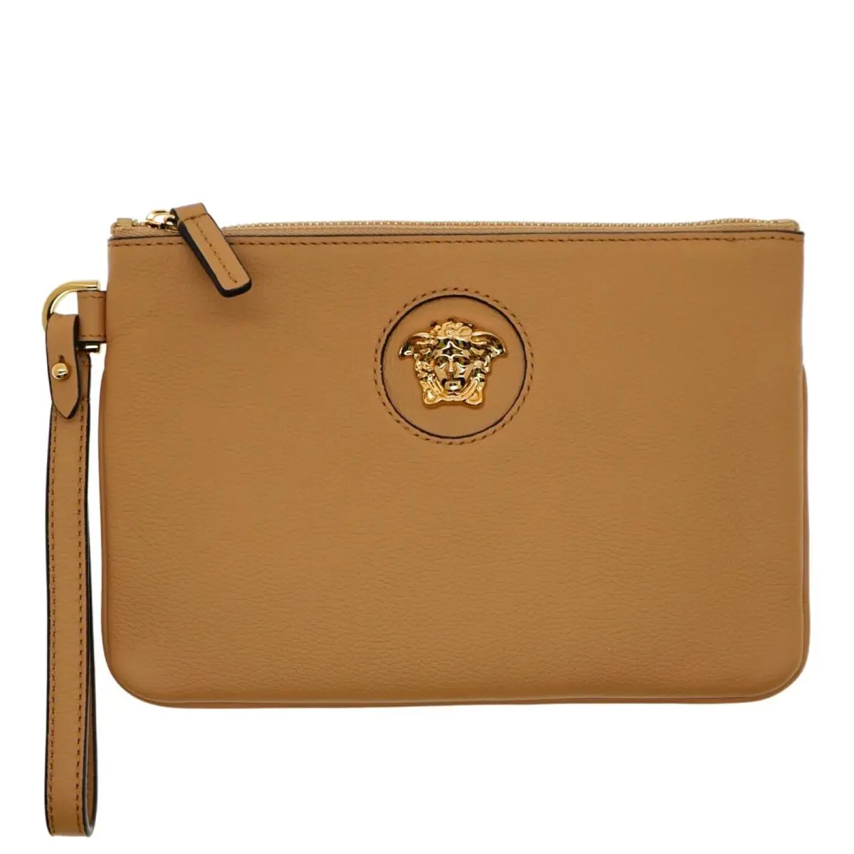 Medusa Wristlet Zip Clutch Pouch Leather by Versace