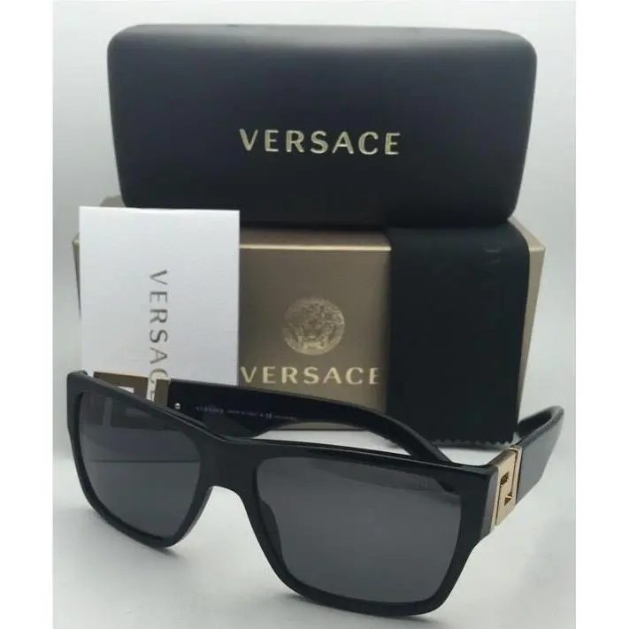 Polarized Versace Sunglasses VE 4296 GB1/81 59-16 Black Gold Frame W/grey Lens