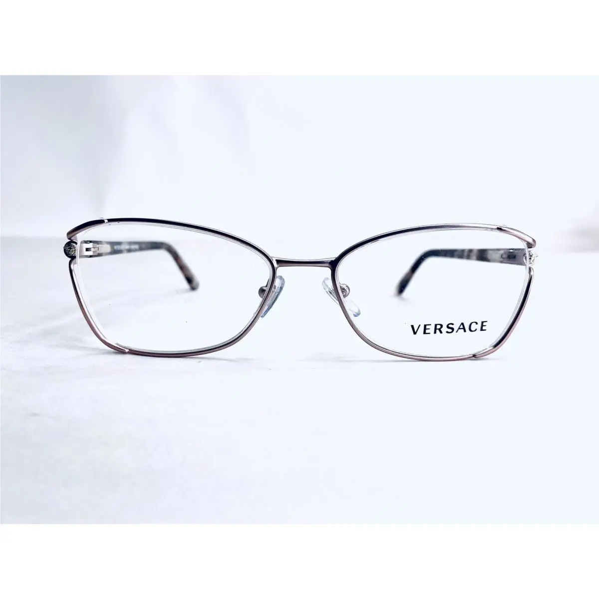 Versace Gold Metal Medusa Cat Eye Glasses Tortoise Temples Italy 52 16 130