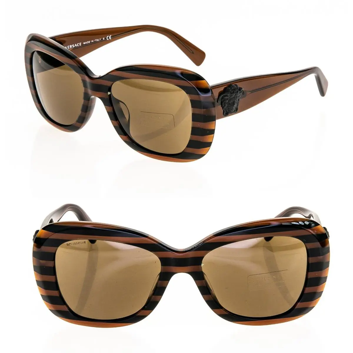 Versace Sunglasses VE4317 Translucent Rule Brown Striped Glitter Medusa 4317