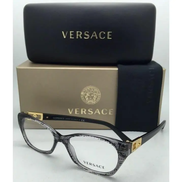 Versace Rx-able Eyeglasses VE 3170-B 5002 Grey Black Frames with Crystals