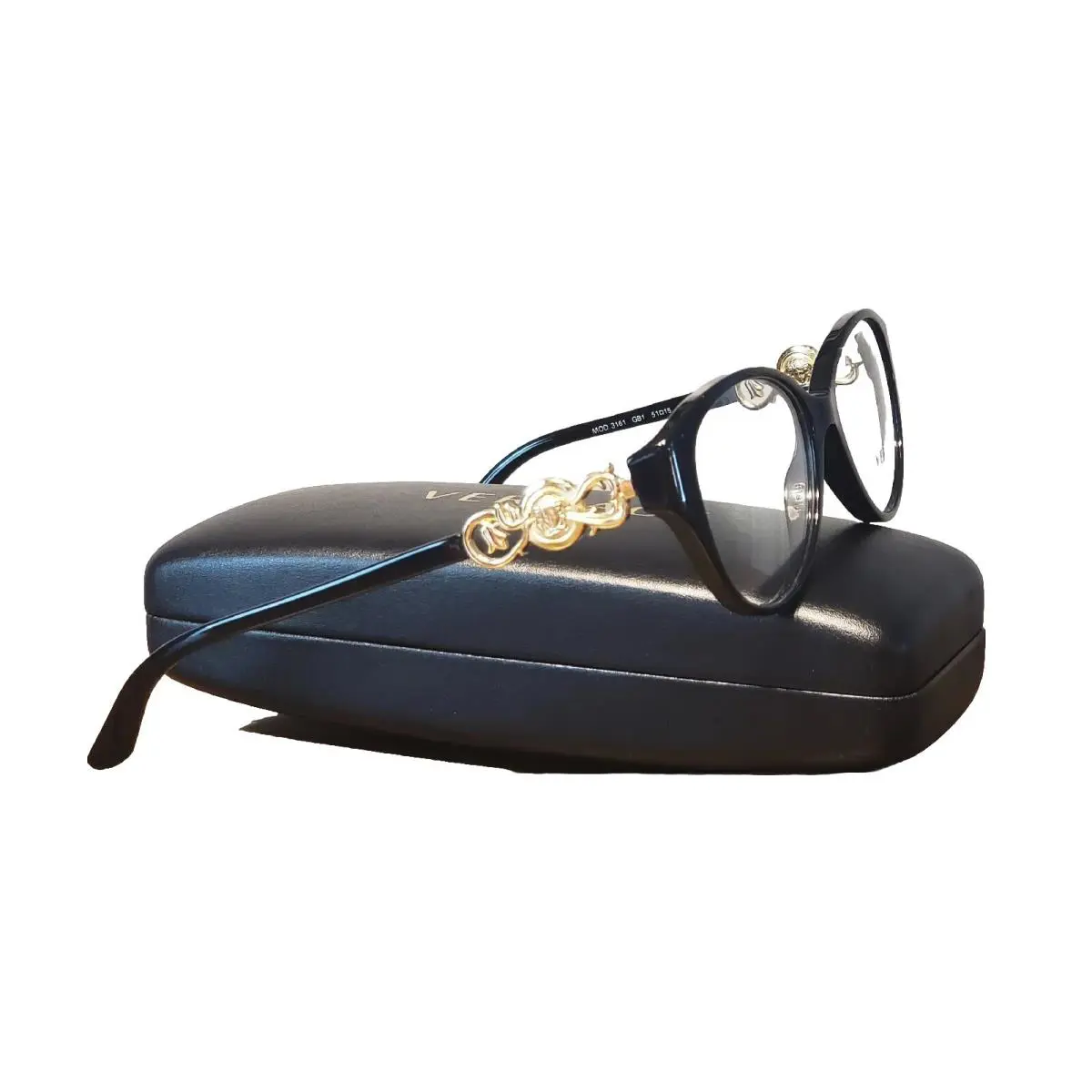 Versace Eyeglasses Mod 3161 GB1 Black Gold Cat Eye Frame w/ Medusa Logo