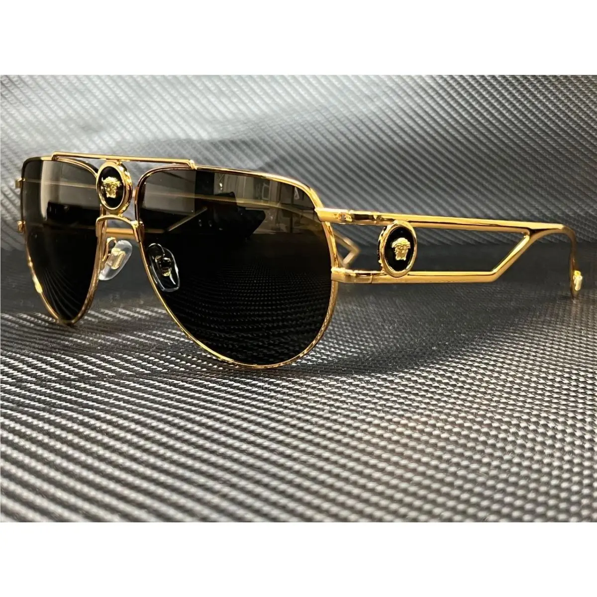 Versace VE2225 100287 Gold Pilot Aviator 60 mm Men`s Sunglasses