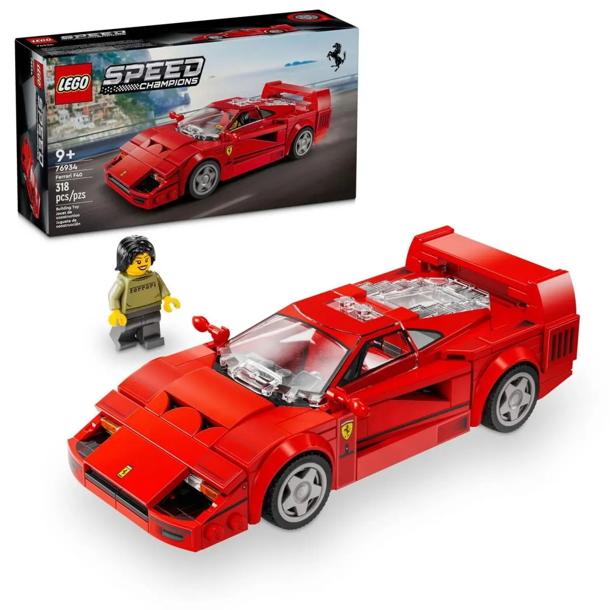 Lego Speed Champions Ferrari F40 Supercar Toy Car Model Building Multicolor