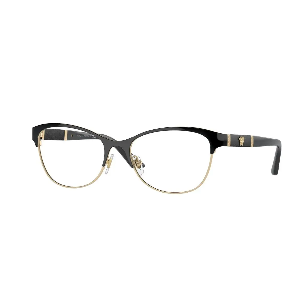 Versace Irregular Woman Eyeglasses 0VE1233Q 1366 53mm Black/pale Gold