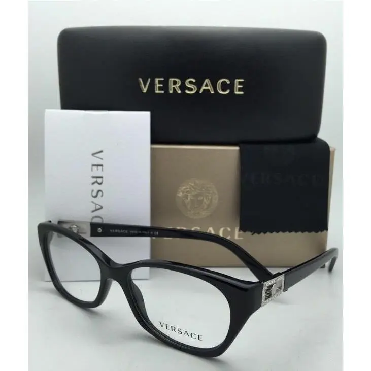Versace Rx-able Eyeglasses VE 3170-B GB1 Black Silver Frames with Crystals