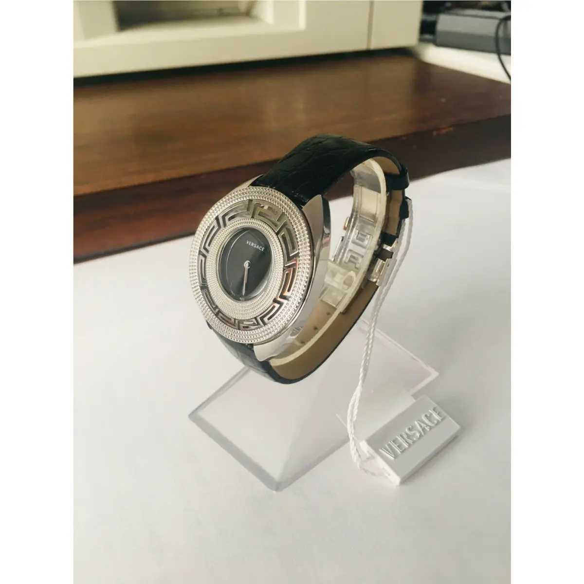 Destiny VC 4020014 Women`s Black Dial Black Leather Strap Watch by Versace