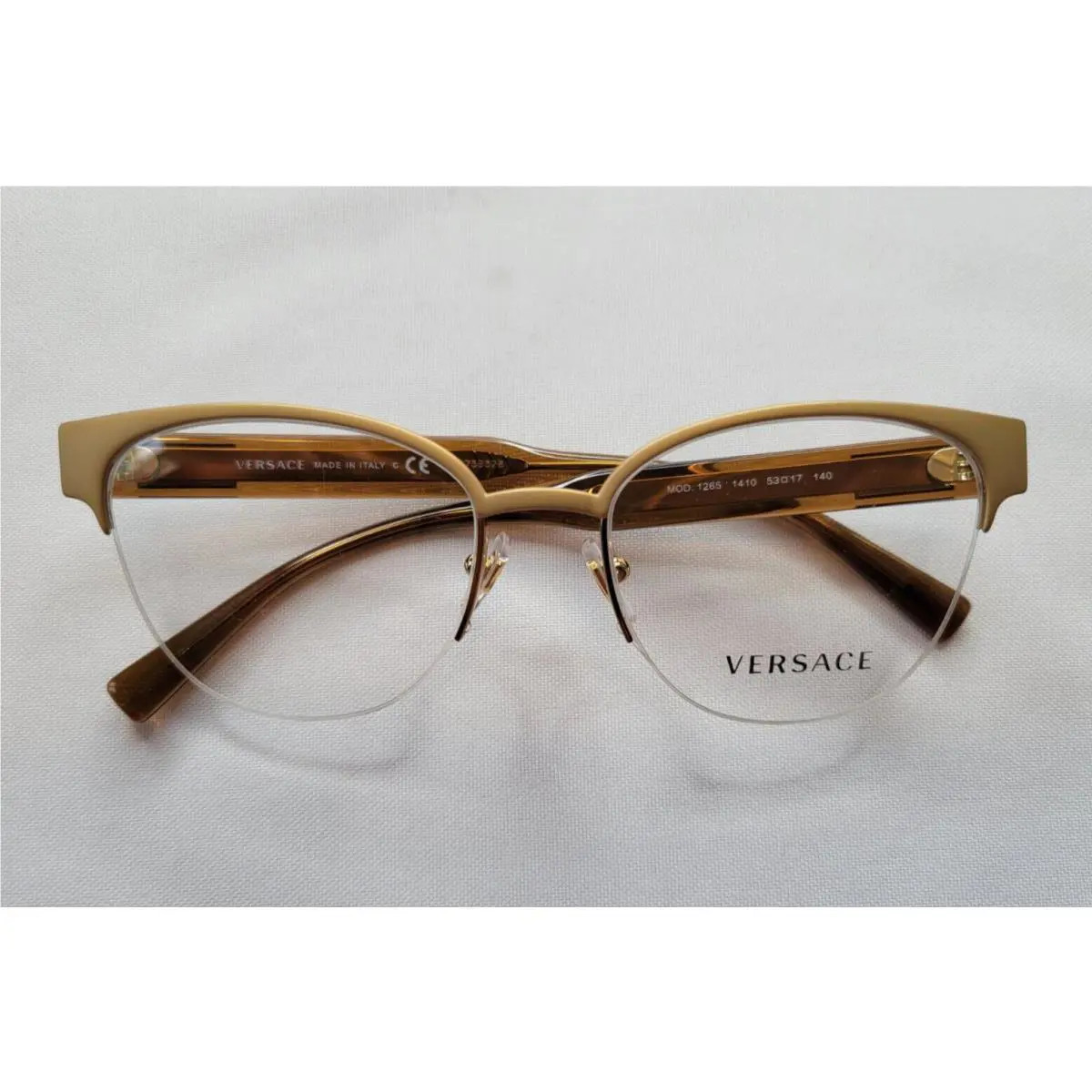Versace VE1265 1410 Matte Gold Honey Optical Frame Eyesize 53-17-140 Made Italy