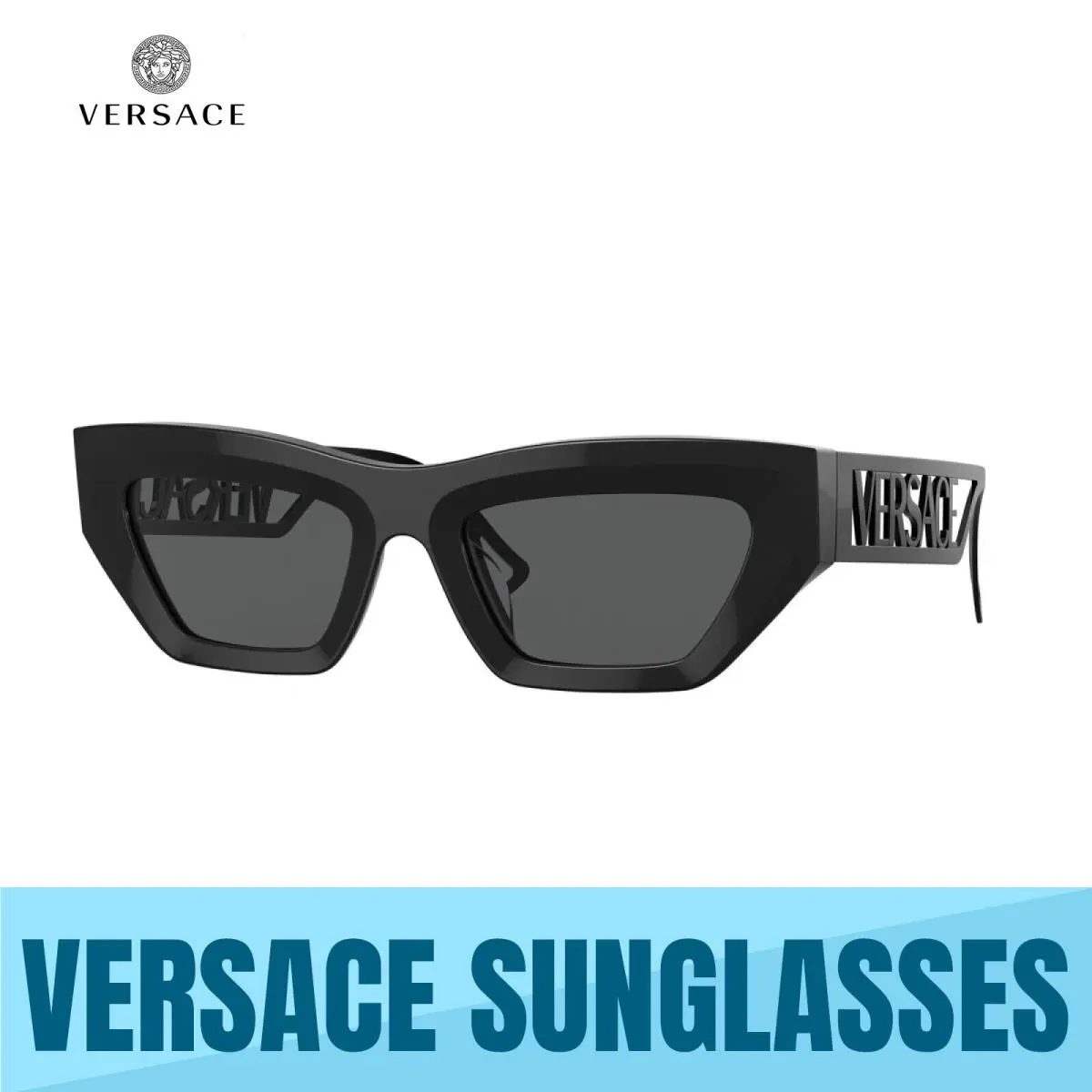 Versace VE4432U 523287 Black-dark Grey Lens Women`s Sunglasses 53MM