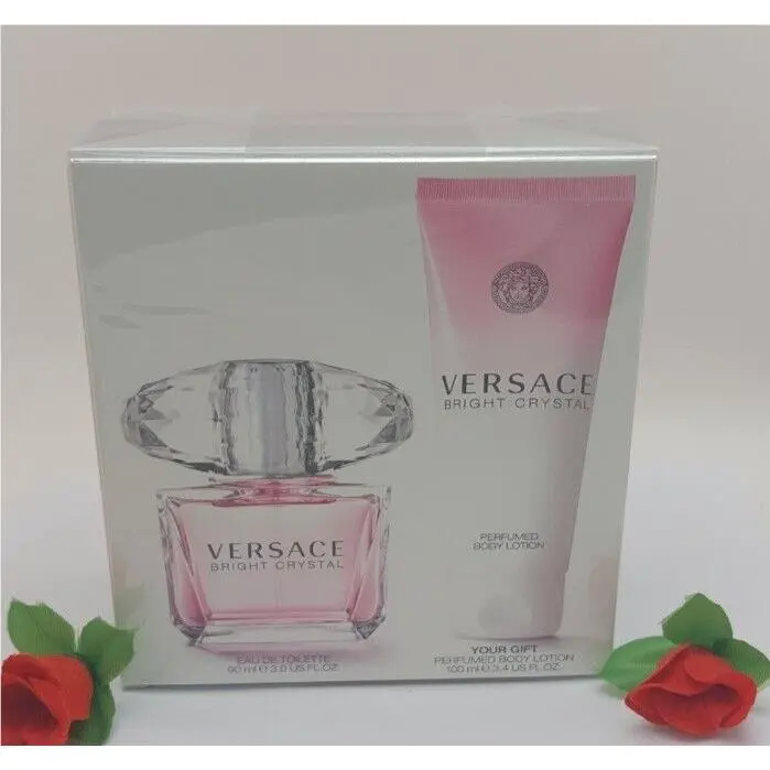 Versace Bright Crystal Women 2 Pcs Set 3.0 oz Edt Spray 3.4 oz Body Lotion