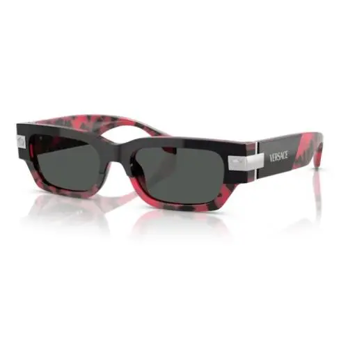 Versace 0VE4465 545787 Black-red Havana/dark Grey Rectangular Men`s Sunglasses