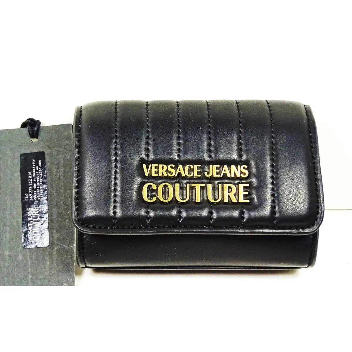 Jeans Couture Black Quilted Napa Leather Small Bag by Versace