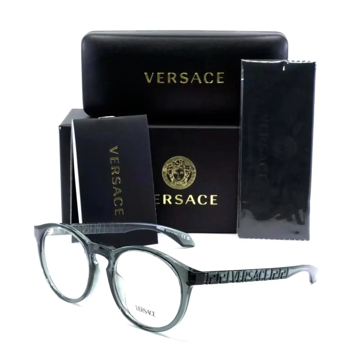 Versace Eyeglasses Mod. 3355-U 5453 51-20 140 Grey Transparent Round Frames