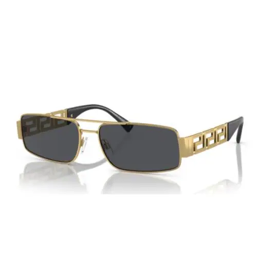 Versace 0VE2257 100287 Gold/ Dark Grey Rectangular Men`s Sunglasses - Frame: Gold, Lens: Dark Grey