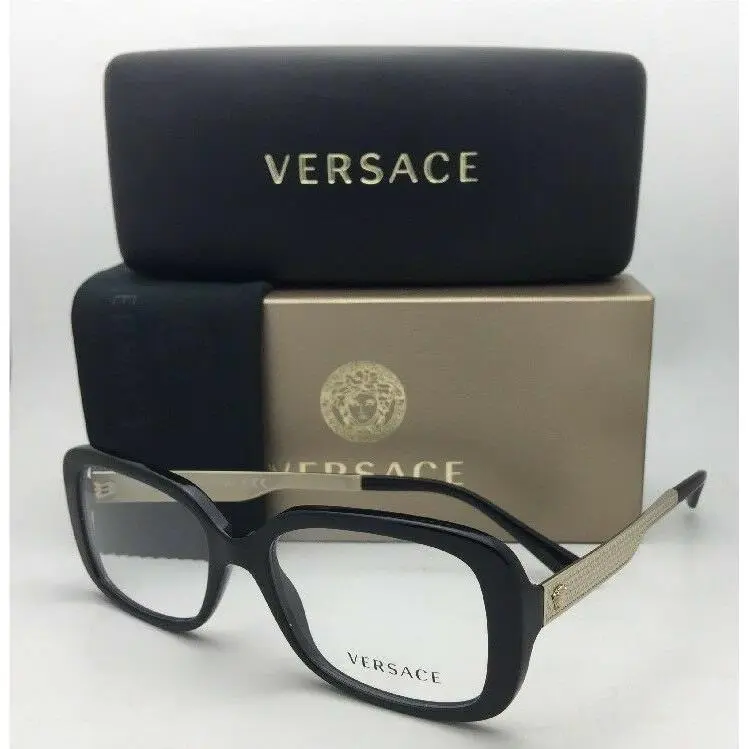 Versace Eyeglasses Mod. 3241 GB1 52-17 140 Black Gold Frames W/demo Lenses