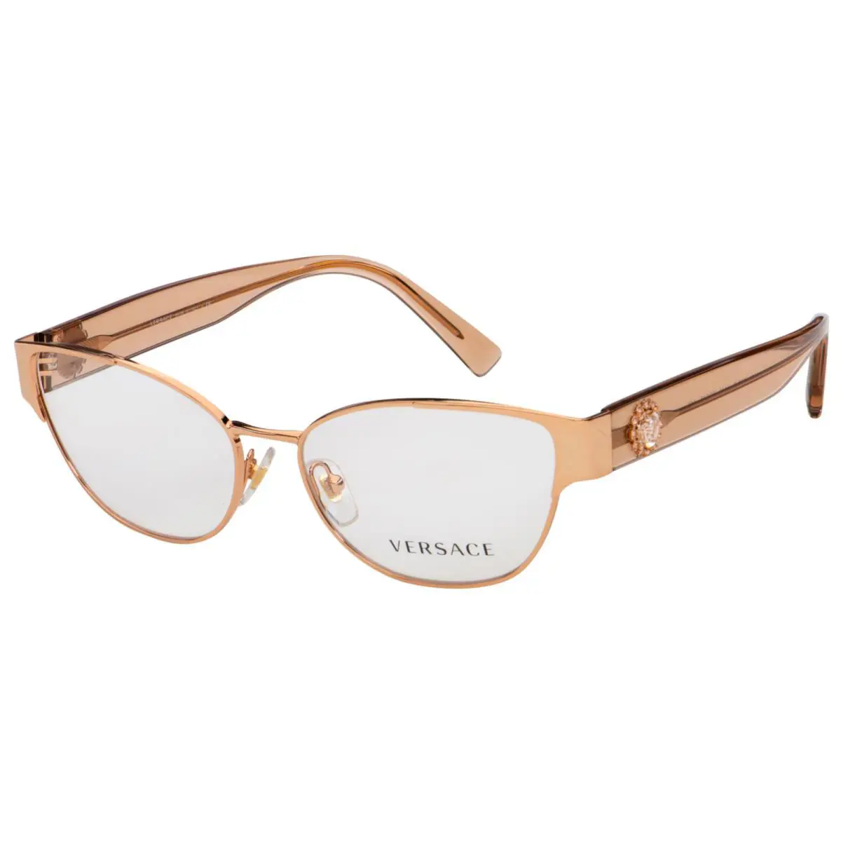 Versace Eyeglasses Mod 1267-B 1412 53-15 140 Rose Gold Cat Eye Frame Crystal