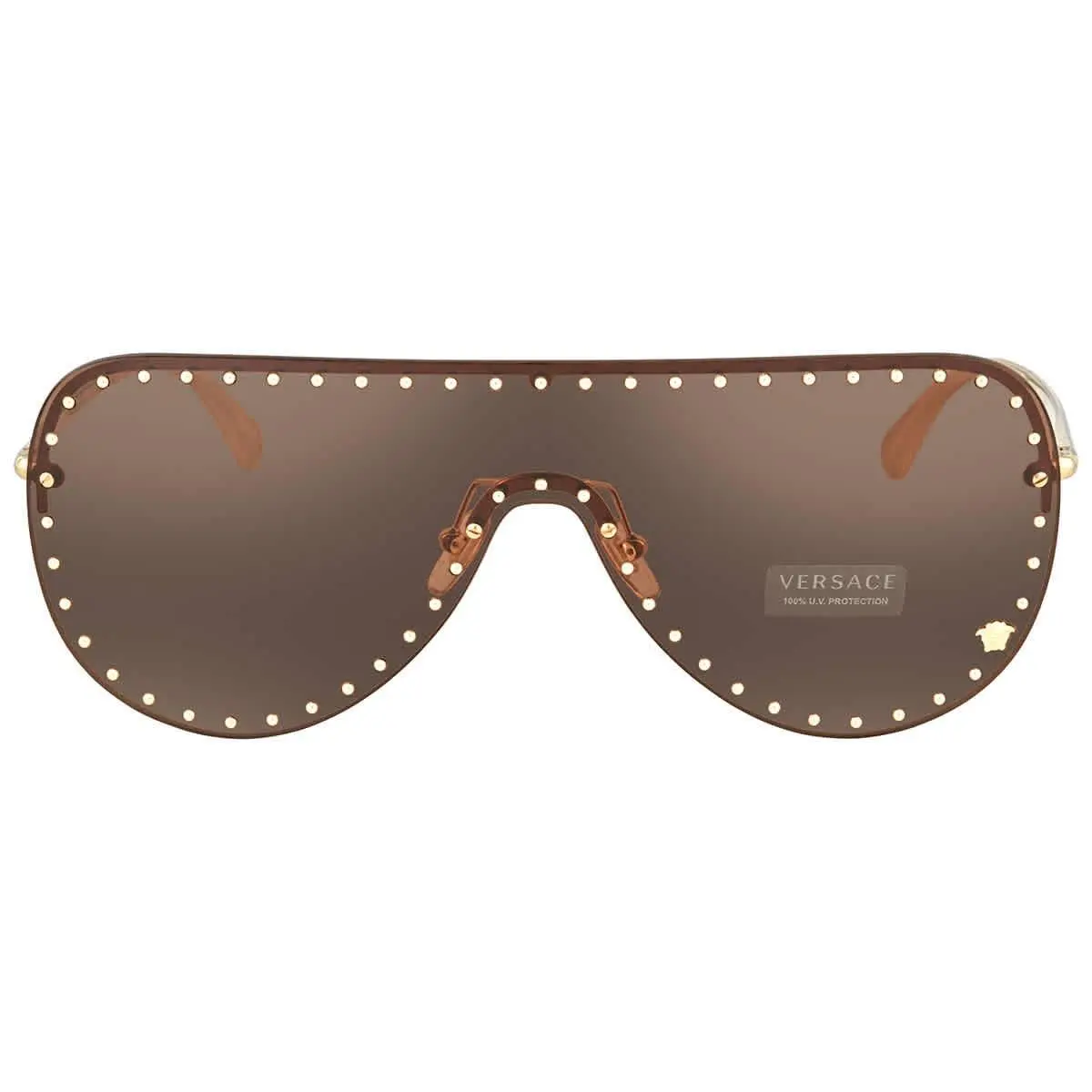 Versace Dark Brown Shield Ladies Sunglasses VE2230B 125273 45 VE2230B 125273 45