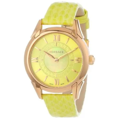 Versace Women`s VFF050013 Dafne Rose Gold Ion Plated Steel Yellow Leather Watch