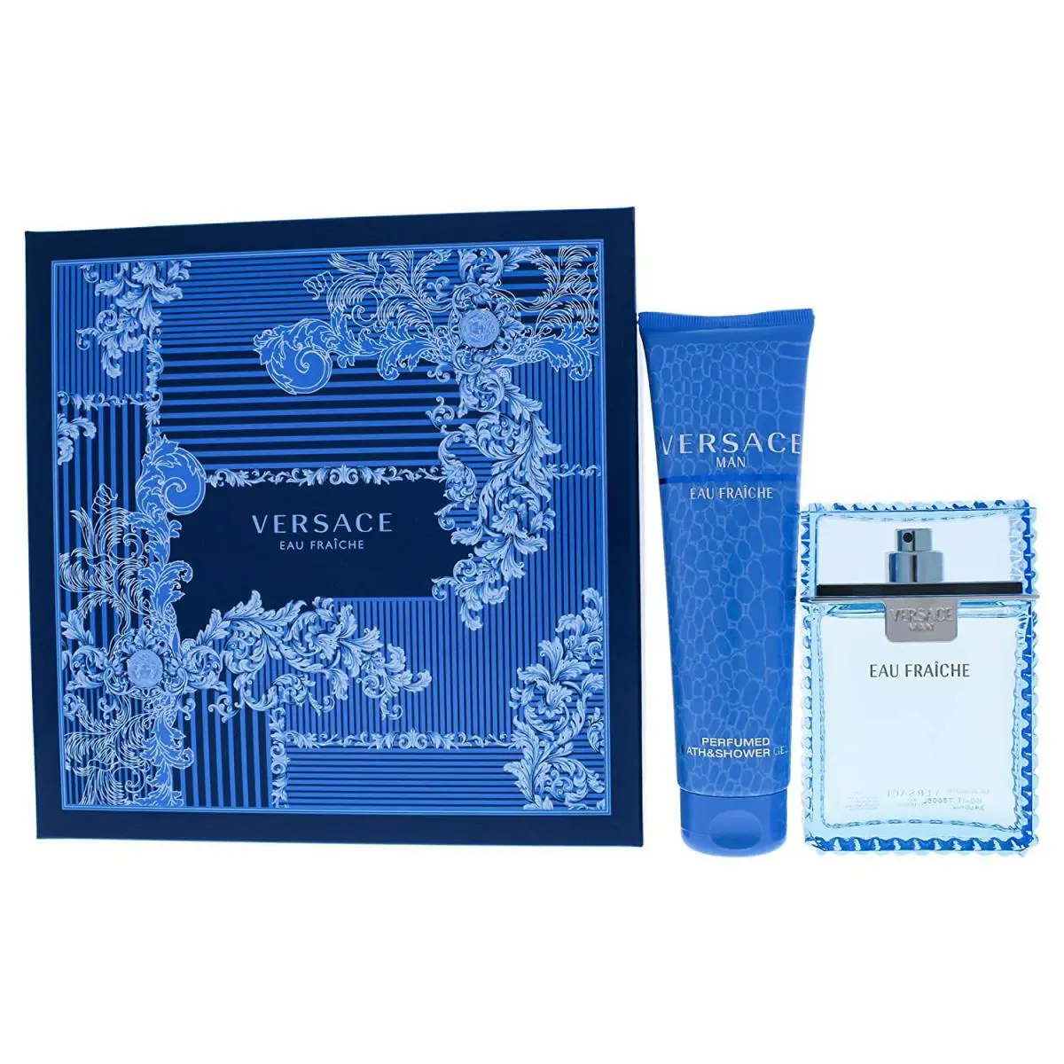 Versace Eau Fraiche For Man 2 Piece Set Eau De Toilette 3.4 oz Shower Gel 5 oz
