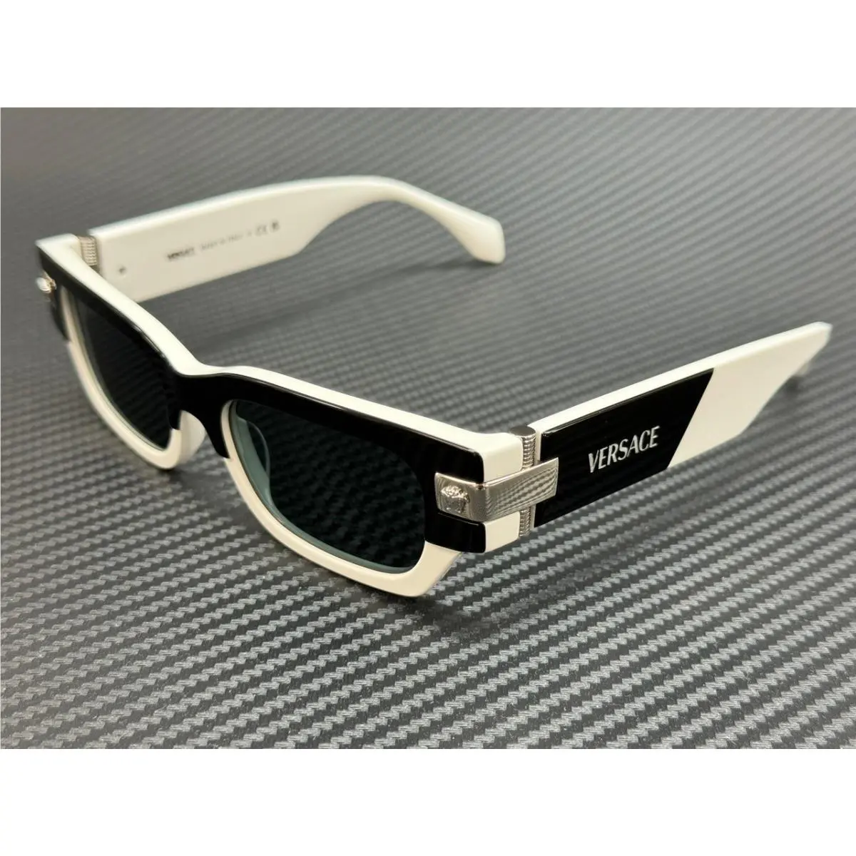 Versace VE4465 545987 Black White Grey Men`s 53 mm Sunglasses