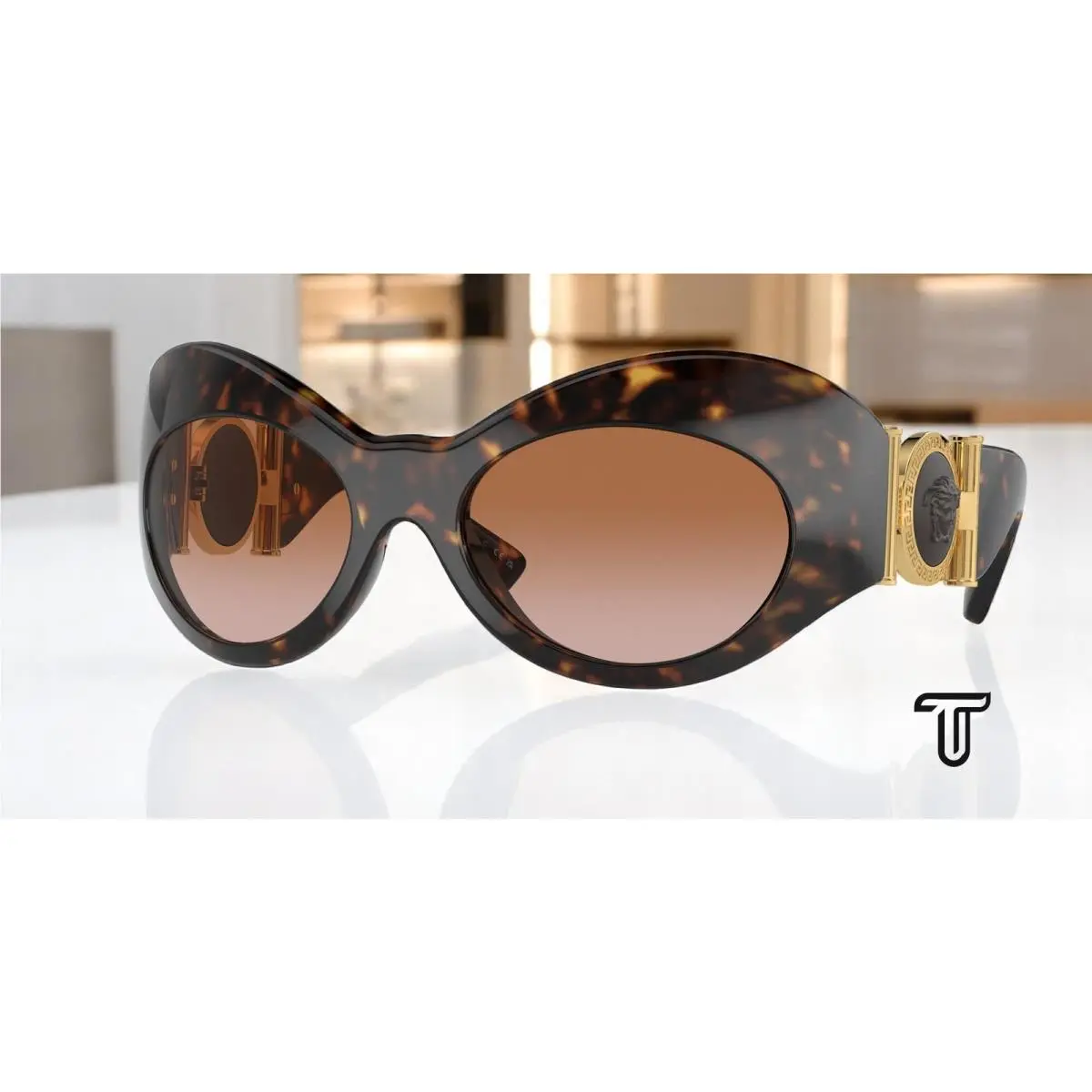 VE4462 108 13 Havana Brown Gradient 58 mm Women`s Sunglasses by Versace