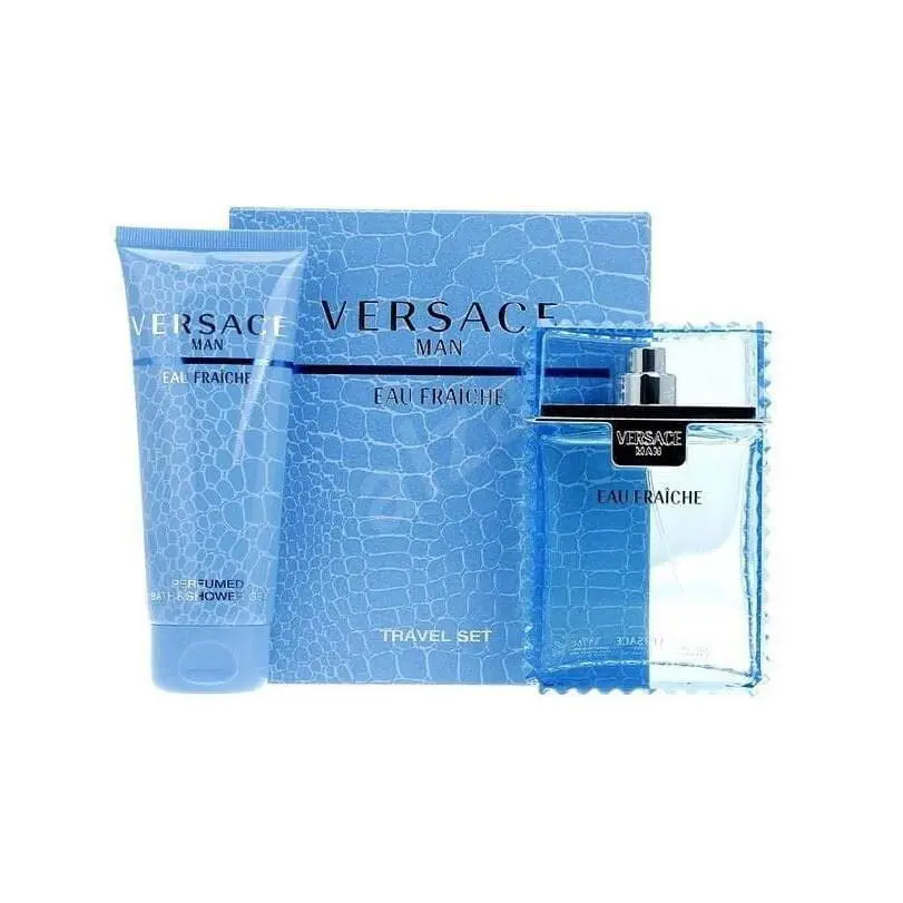 Versace Eau Fraiche 2pcs Set Men 3.4 oz Edt Spray + 3.4 Bath Shower Gel