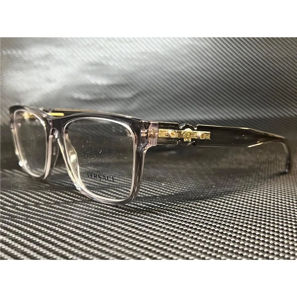 Versace VE3303 593 Transparent Grey Rectangle 57 mm Men`s Eyeglasses