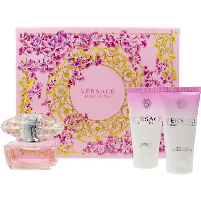Versace Bright Crystal 3pc Set 1.7oz Edt + 1.7oz Shower Gel + 1.7oz Body Lotion