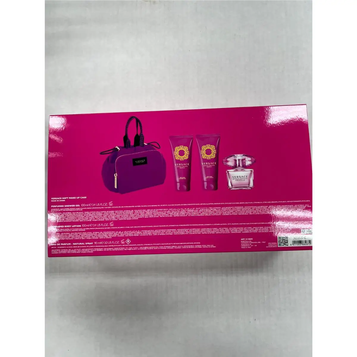 Versace Bright Crystal Absolu by Versace 4 Piece Gift Set - 3.0 OZ Eau DE Parfum