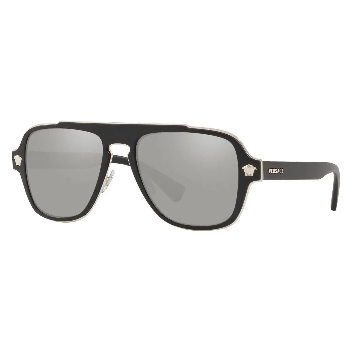 Man Sunglasses VE2199 10006G 56mm Black - Mirror Silver Lens by Versace