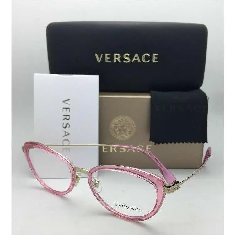 Versace Rx-able Eyeglasses 1244 1404 53-17 Rose Pink Gold Cat Eye Frames