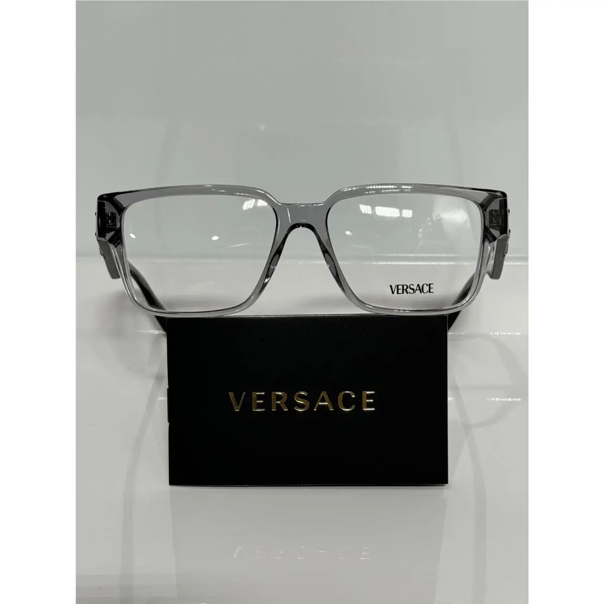 Versace 3346 593 Crystal Gray Square Acetate Unisex Eyeglasses 55mm