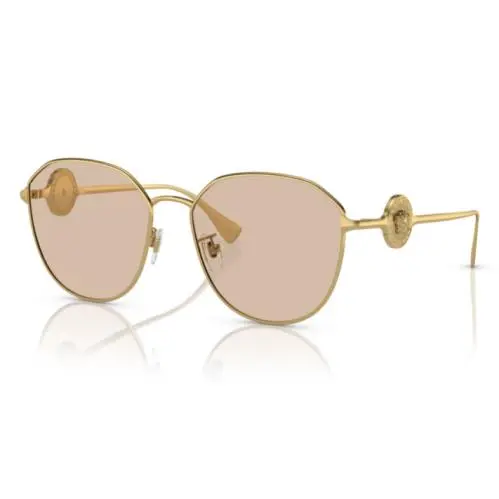 0VE2259D 100293 Gold/ Light Brown Squared Women`s Sunglasses by Versace