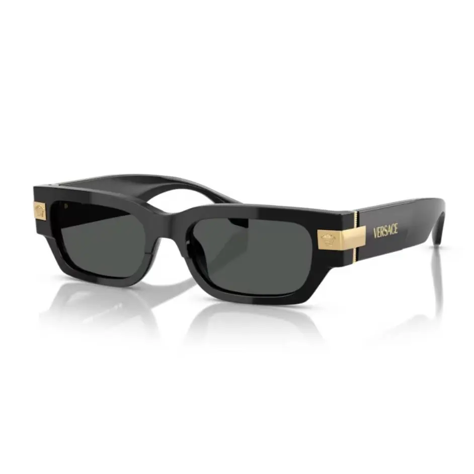 Versace VE4465F GB1/87 Black/dark Grey Rectangular Women`s Sunglasses - Frame: Black, Lens: Dark Grey