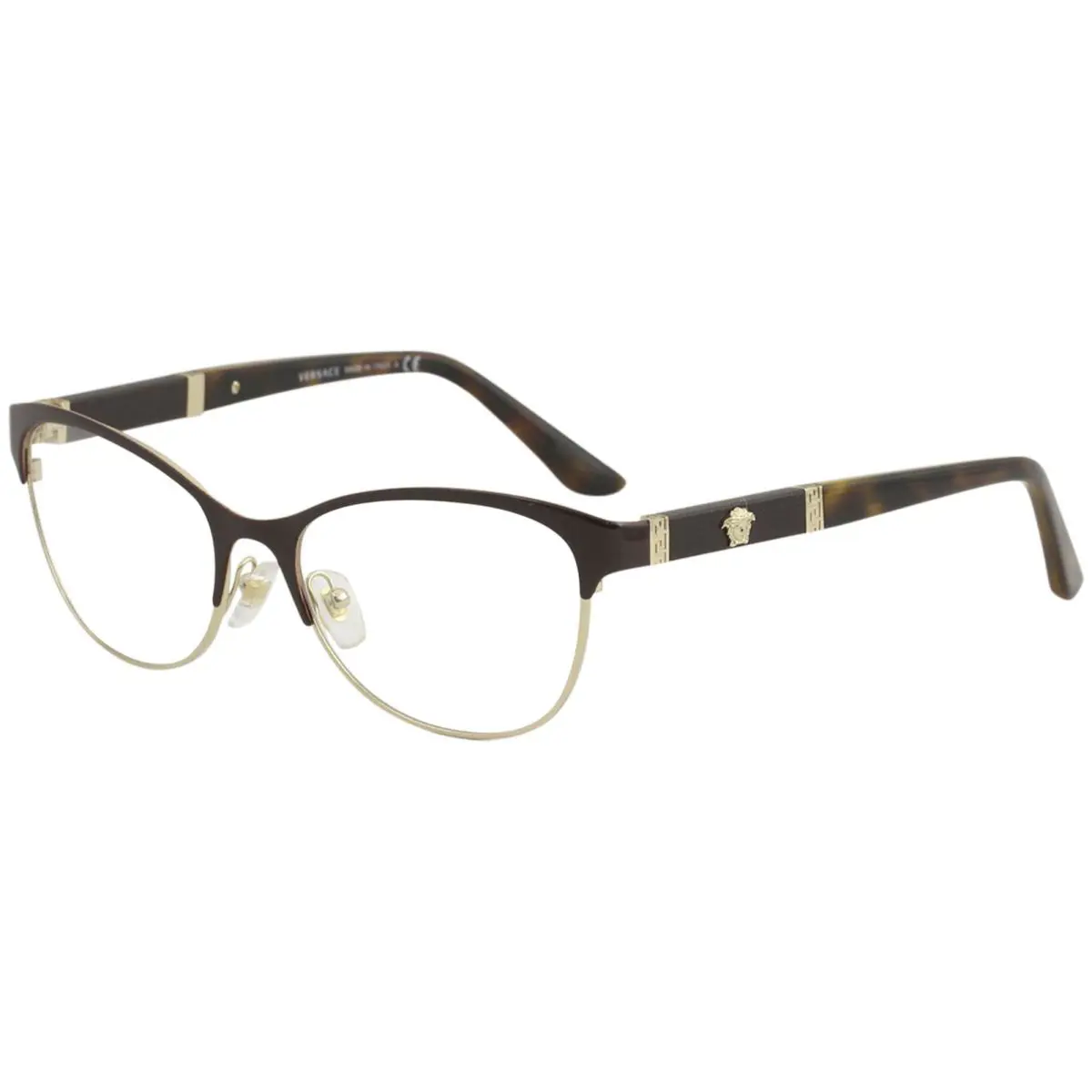 Versace Eyeglasses VE1233Q VE/1233/Q 1344 Brown/pale Gold Optical Frame 53mm