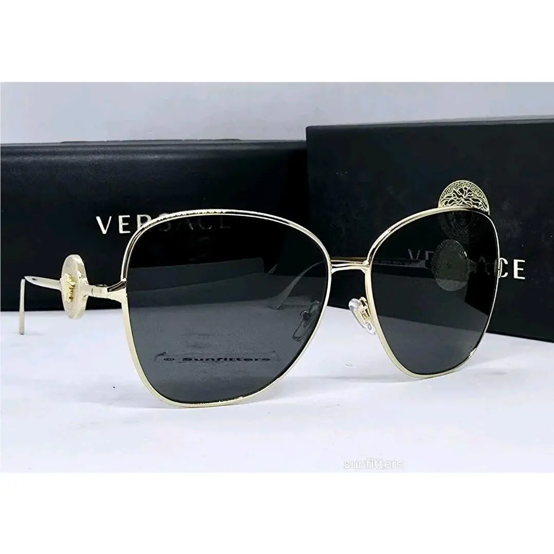 Versace Gold/dark Grey VE2256 100287 60 Sunglasses