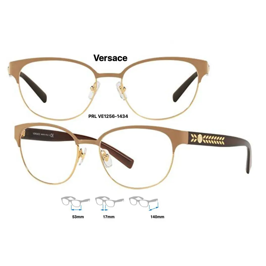 Versace VE1256-1434 Brown/pale Gold Eyeglass Frames Size 53mm