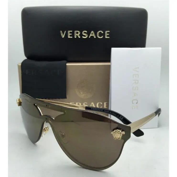 Versace Sunglasses VE 2161 1002/F9 Gold Black Frames w/ Brown+gold Mirror