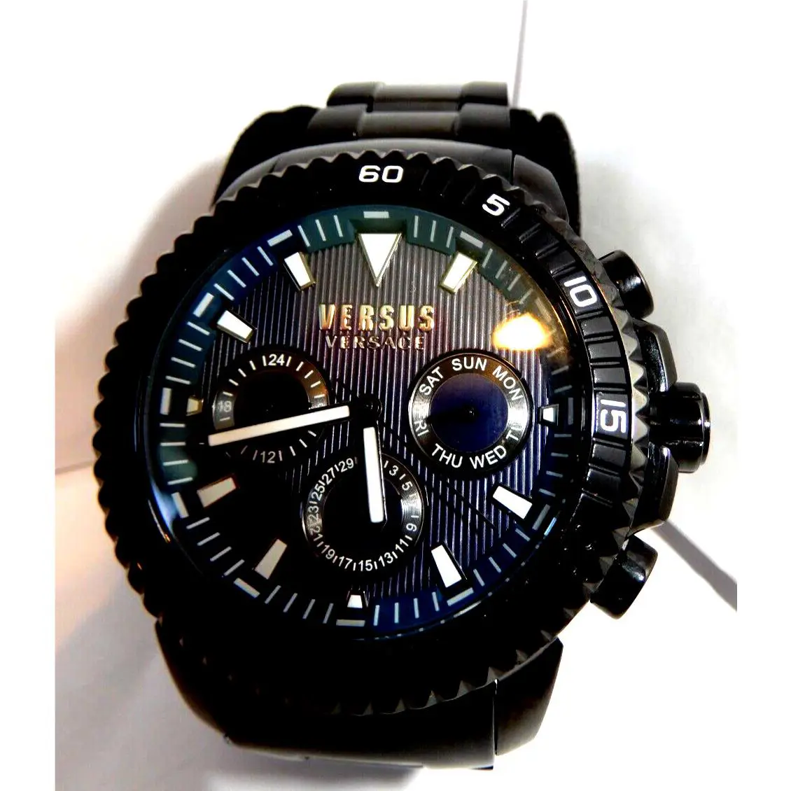 Versus Versace Men`s S30090017 Aberdeen 45mm Quartz Watch Black Stainless Steel