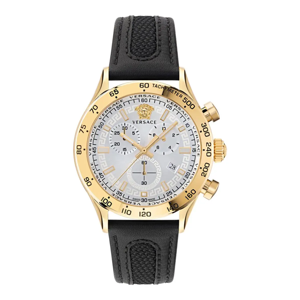 Versace Mens Gold 44mm Strap Fashion Watch