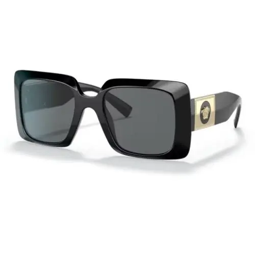 Versace VE 4405 GB1/87 Black Plastic Rectangle Sunglasses Grey Lens