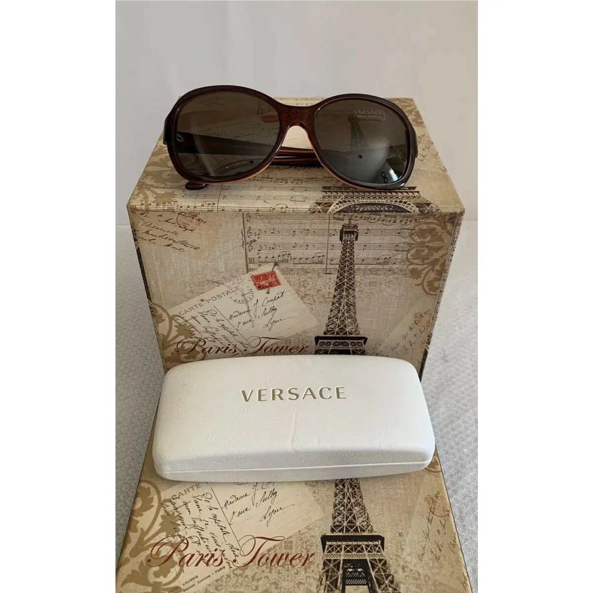 Versace Sunglasses Women 4259 5089/73 Frame Baroque Bord Black Orange