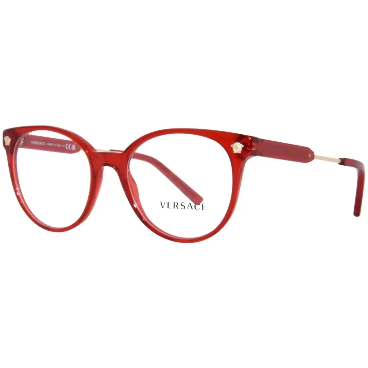Versace Eyeglasses Women`s VE3291 5280 Transparent Red Full Rim Cat Eye 49mm