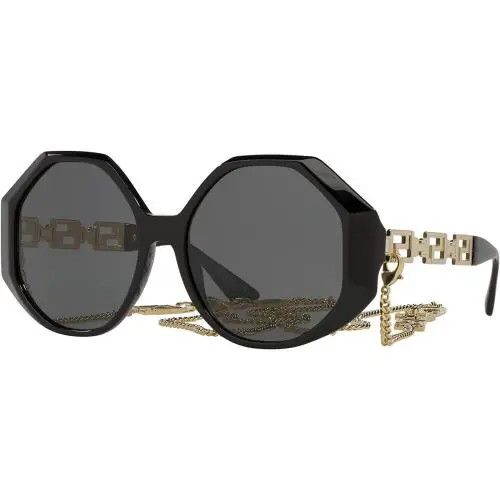 Versace Women`s VE4395-534587 Fashion 59mm Black Sunglasses with Versace Cha