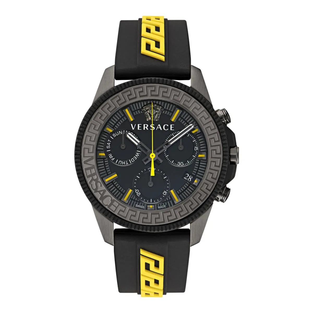Versace Mens IP Gunmetal 45mm Strap Fashion Watch