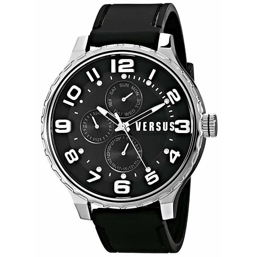 Versus by Versace Men`s SBA010014 `globe` Quartz Black Rubber Day and Date Watch