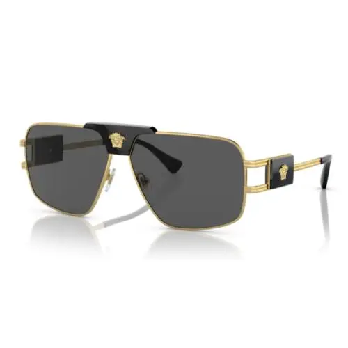Versace VE2251 100287 Dark Grey / Gold Rectangular Men`s Sunglasses